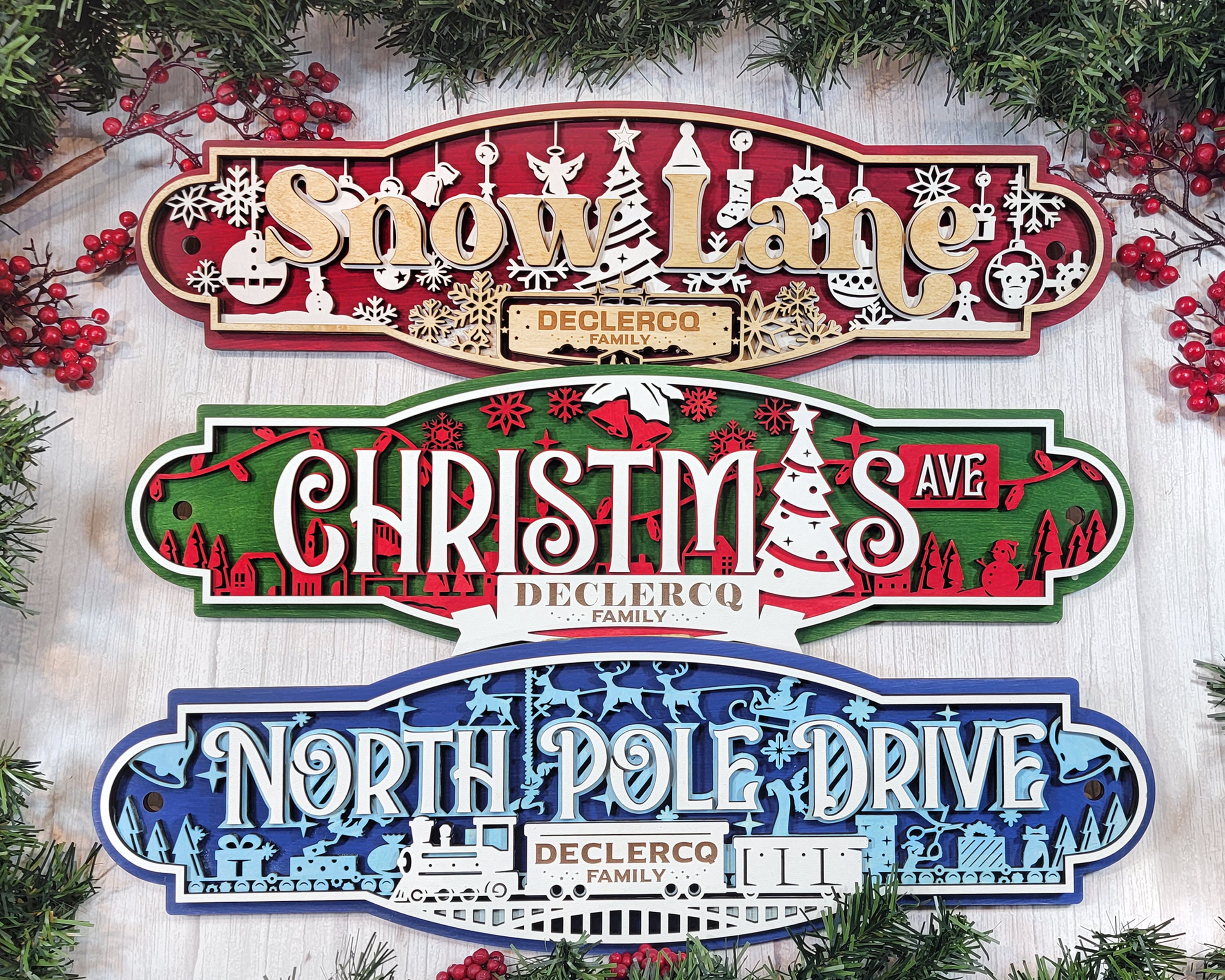 Christmas Street Signs - Longleaf Laser Designs