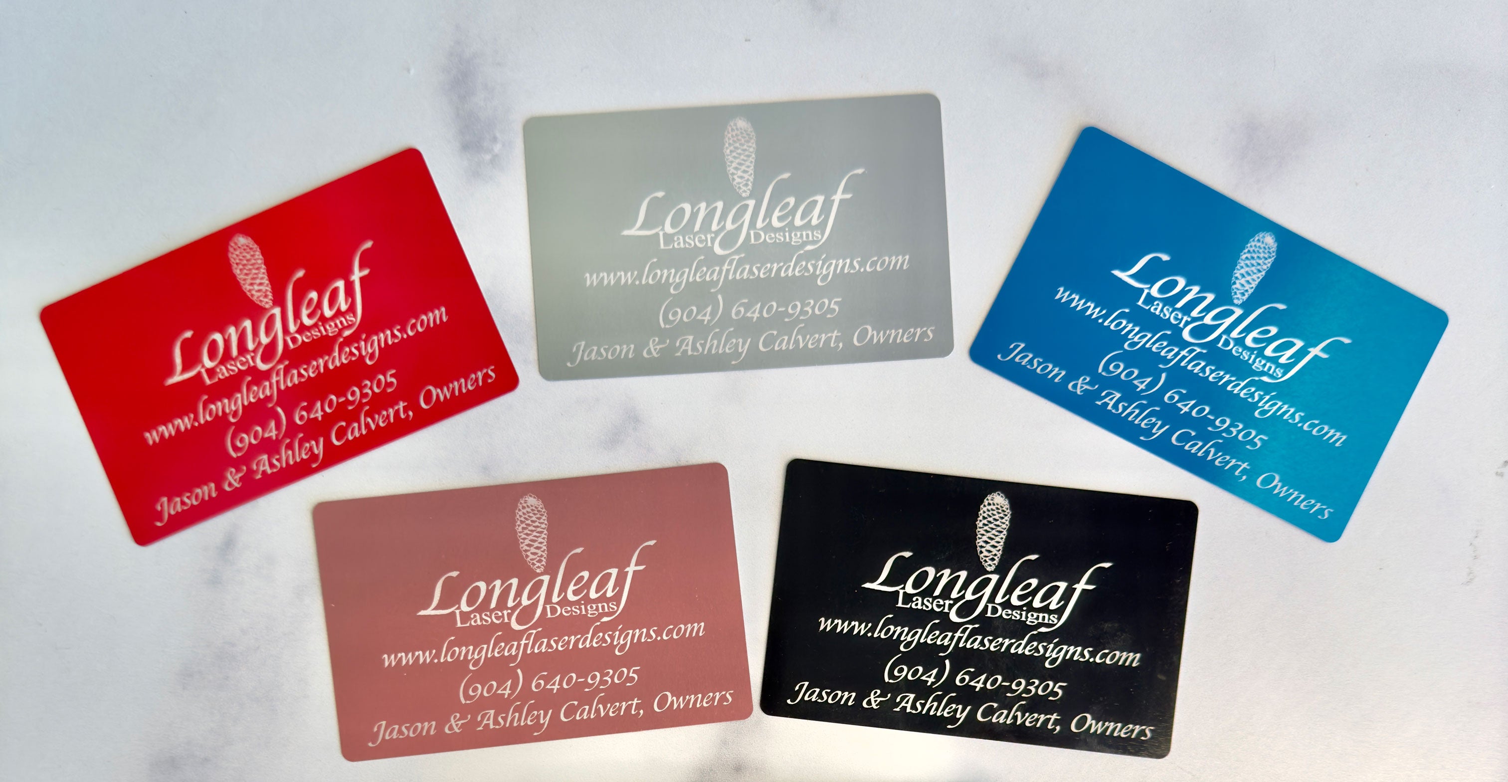 Metal Business Cards - Longleaf Laser Designs