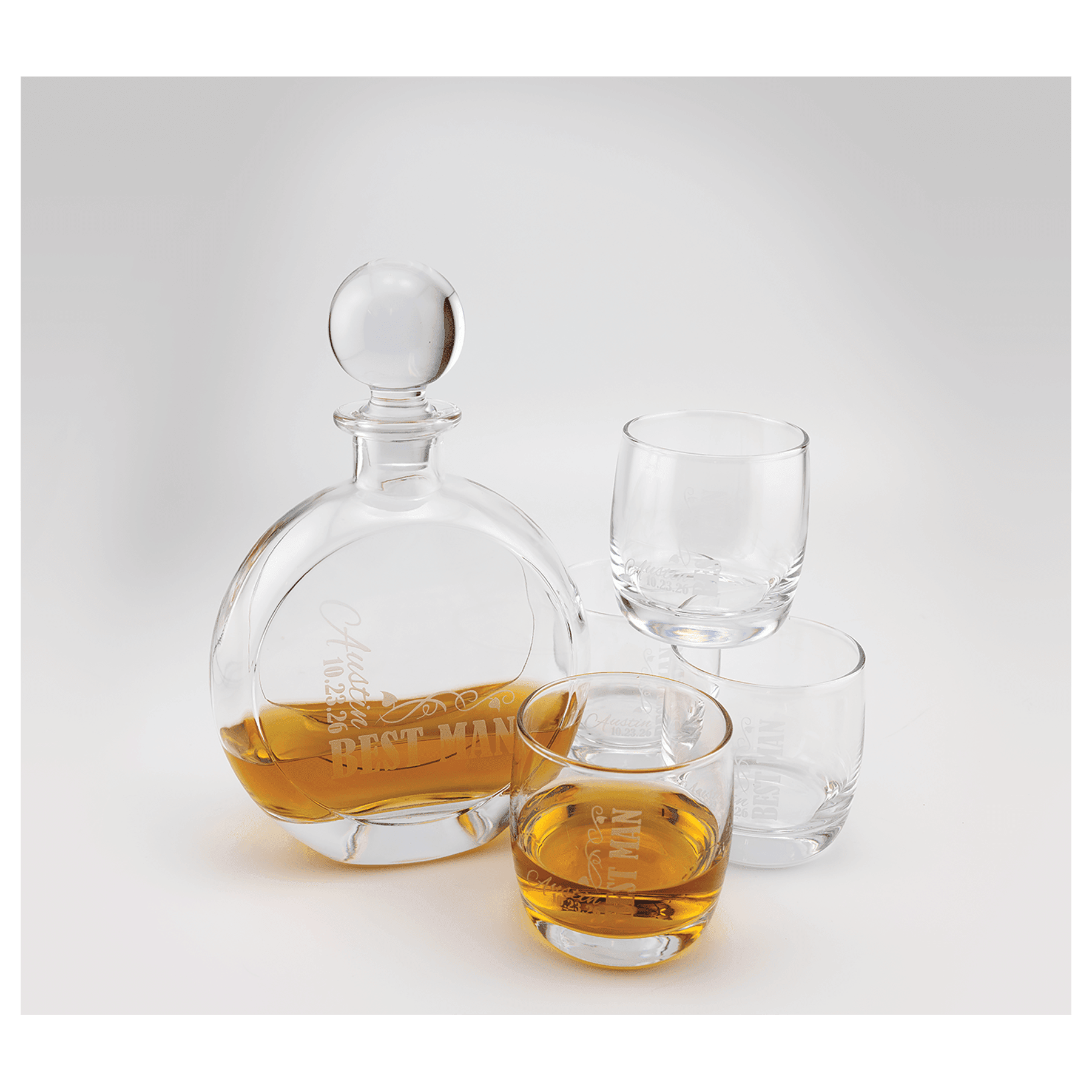 5 Piece Decanter & Rocks Glass Set - Longleaf Laser Designs