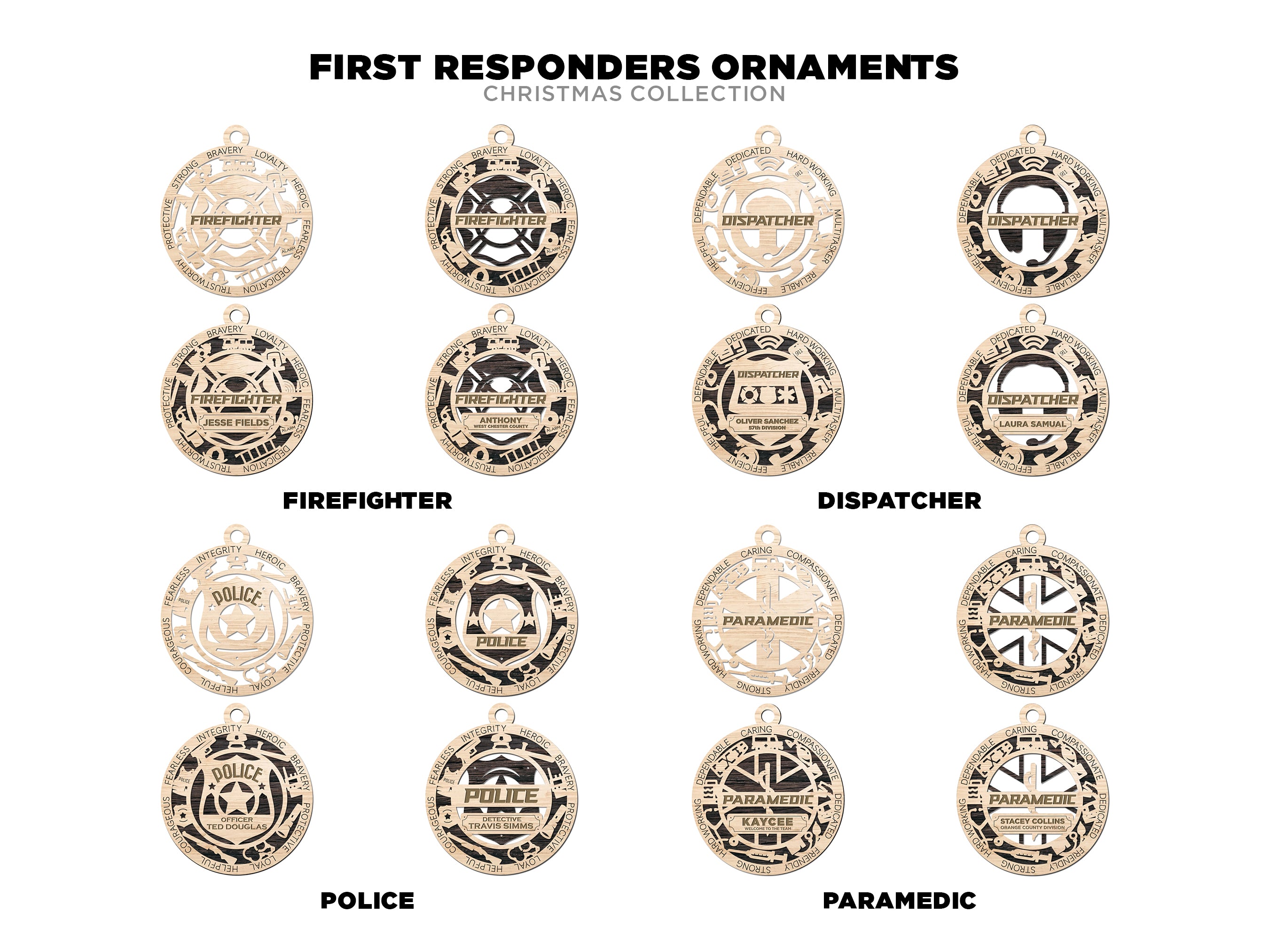 First Responder Ornament - Longleaf Laser Designs