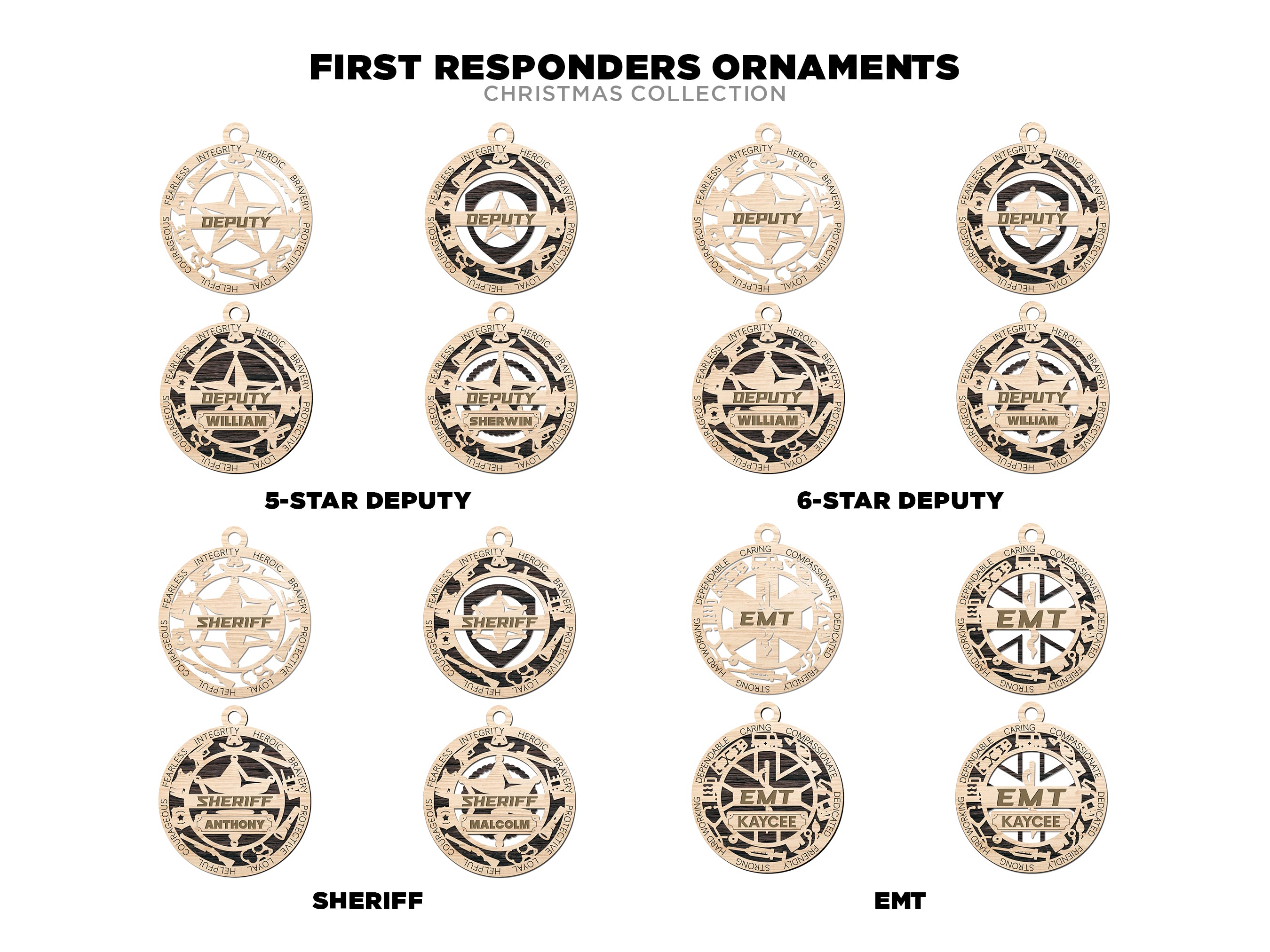 First Responder Ornament - Longleaf Laser Designs