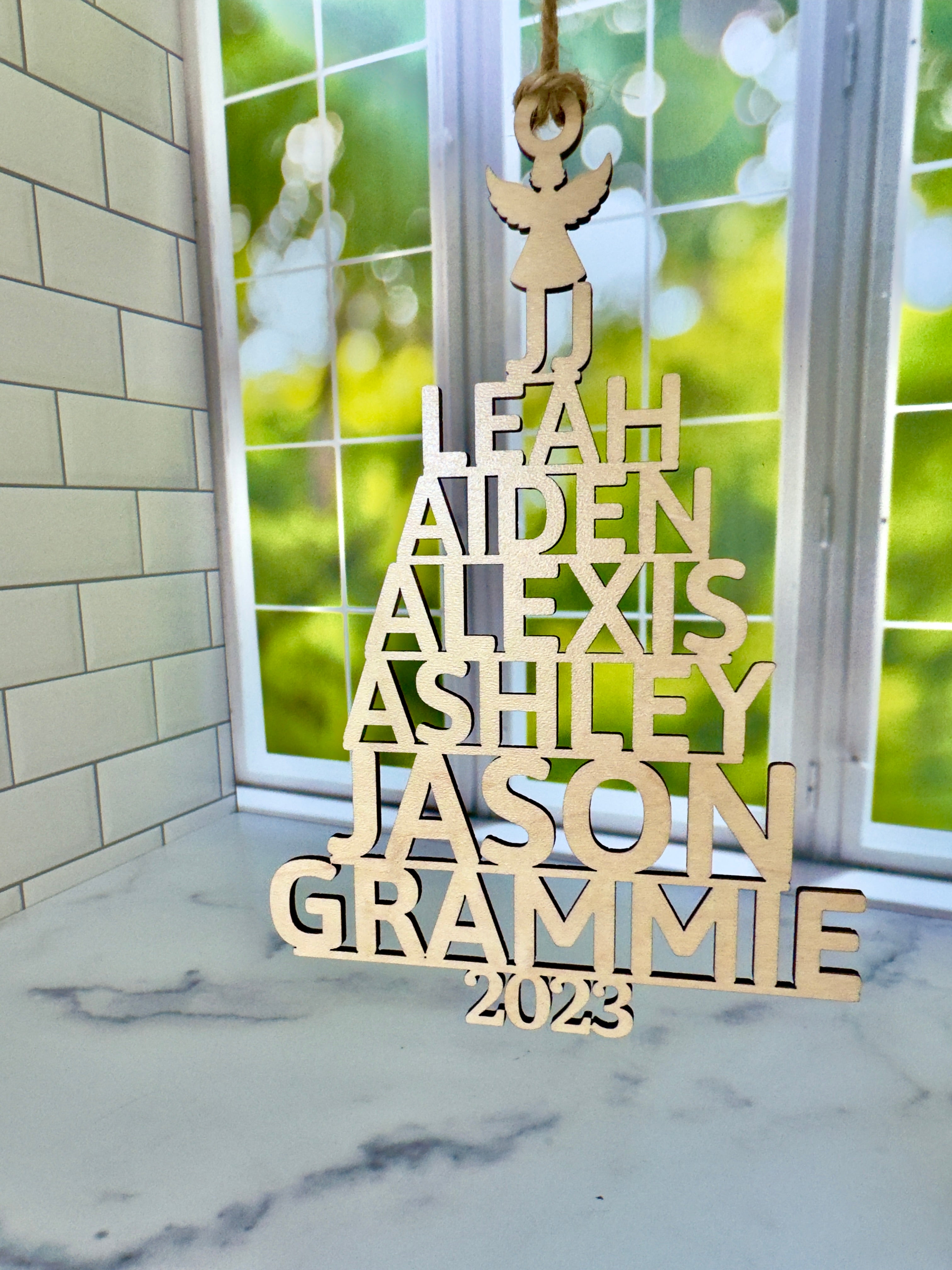 Custom Family Name Christmas tree - Longleaf Laser Designs