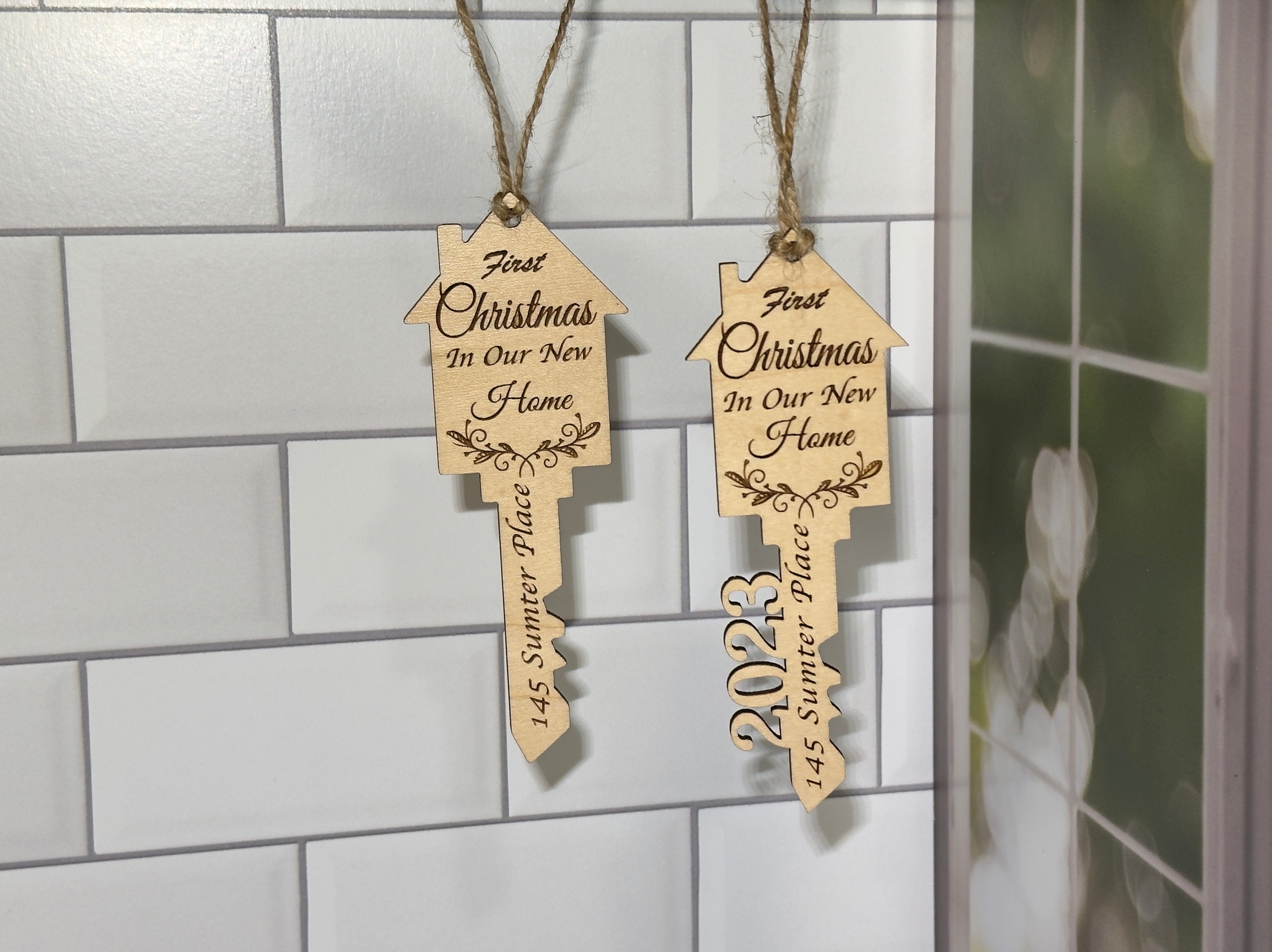 First Christmas in New Home Key Ornament - Longleaf Laser Designs