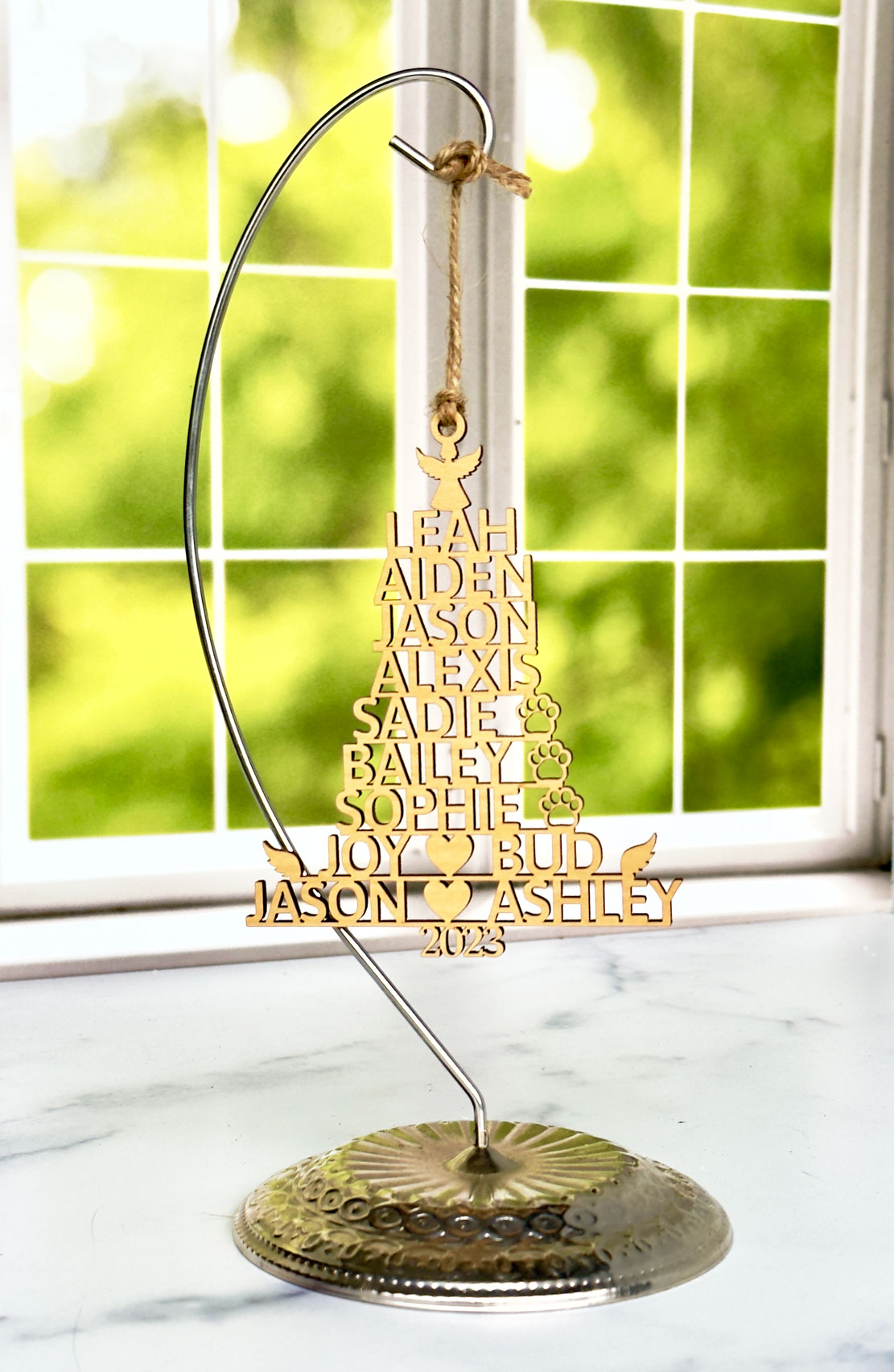 Custom Family Name Christmas tree - Longleaf Laser Designs