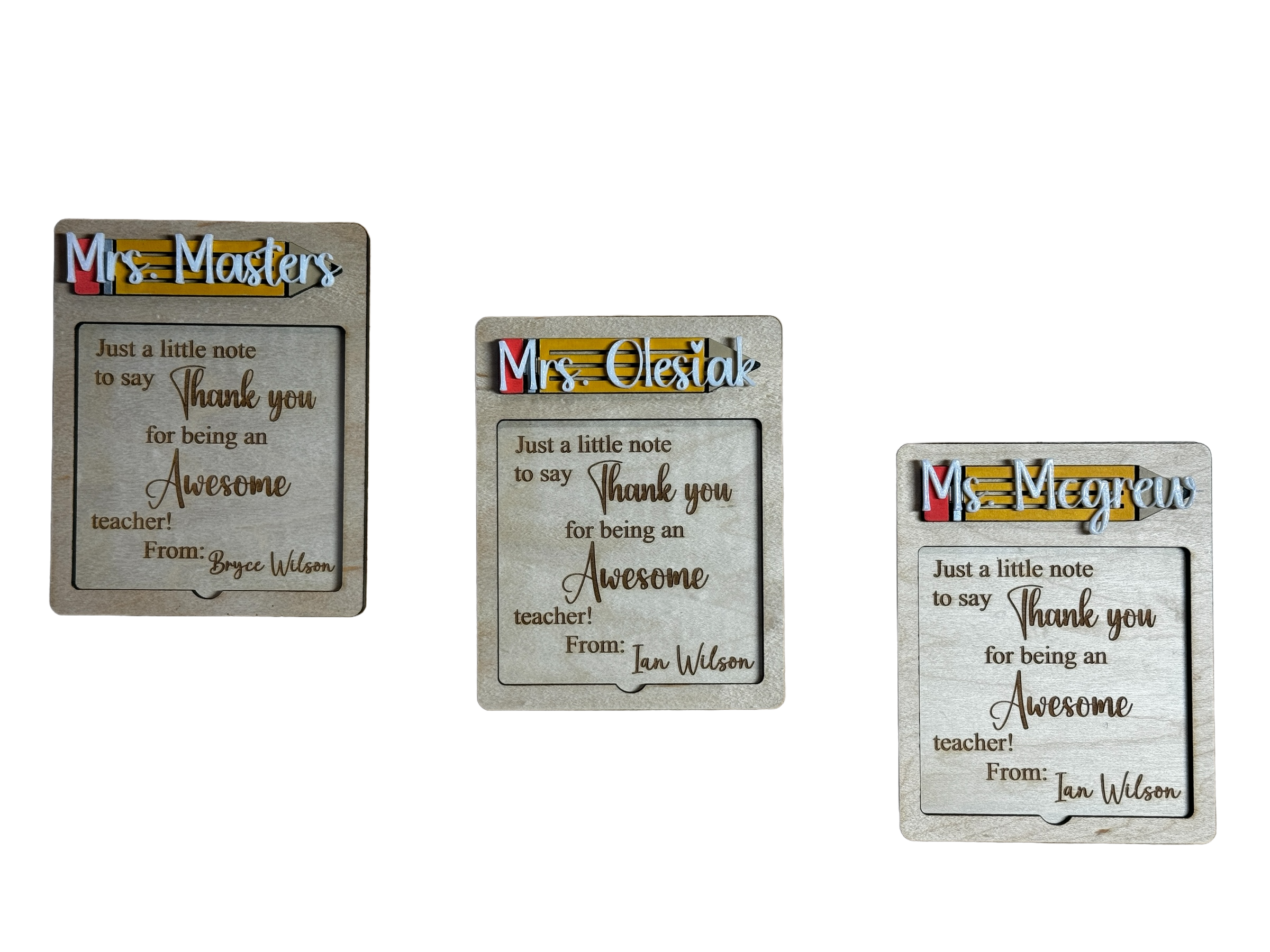 Teacher Appreciation Post It Note Holder - Longleaf Laser Designs