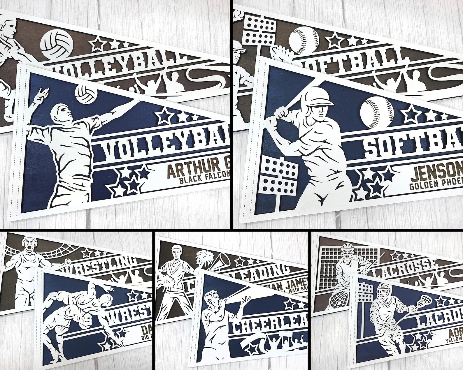 Sports Pennants - Longleaf Laser Designs