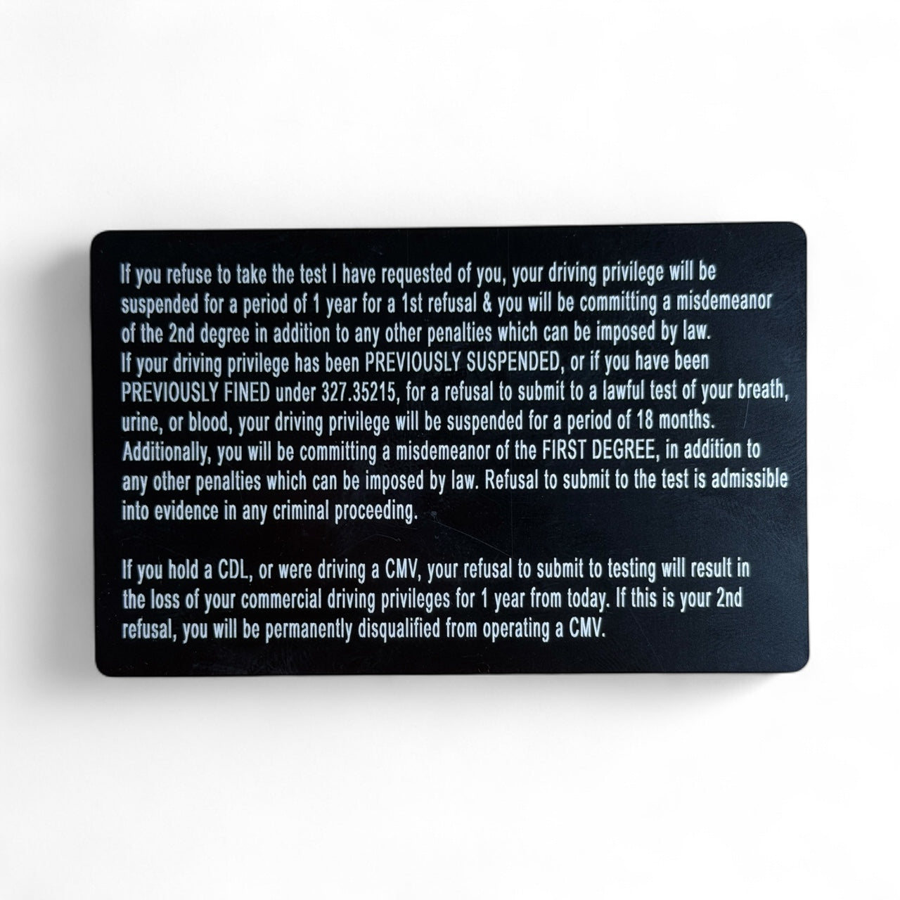 SJCSO Miranda / DUI Admonition Card - Longleaf Laser Designs