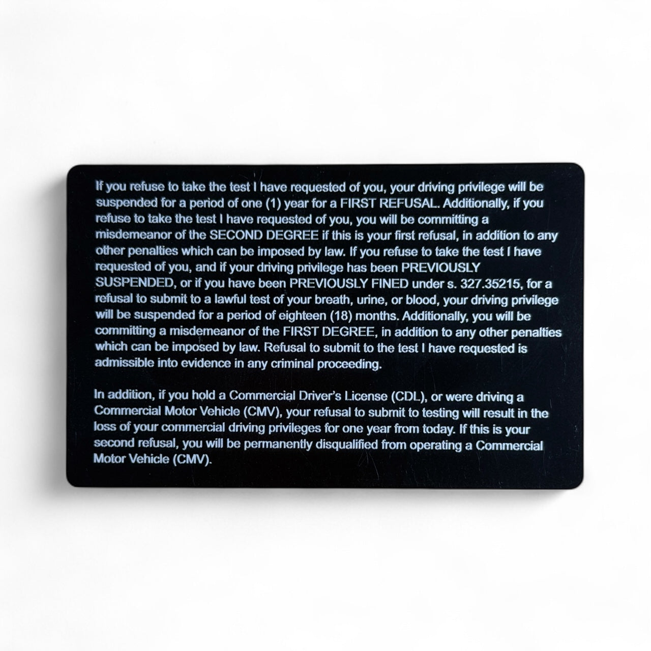 FHP DUI Admonition Card - Longleaf Laser Designs